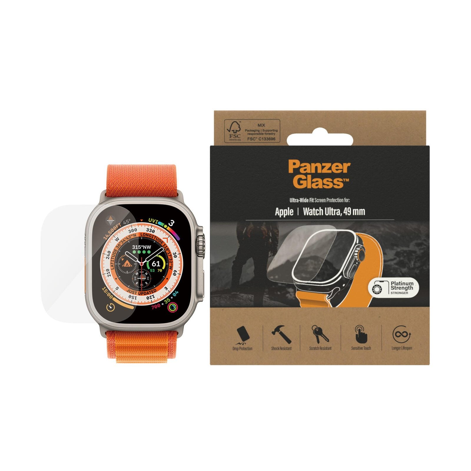 PanzerGlass™ Displayschutz Apple Watch Ultra & Ultra 2 - 49mm with Easyaligner PanzerGlass™ Displayschutz Apple Watch Ultra & Ultra 2 - 49mm with Easyaligner